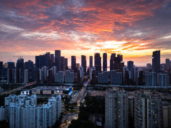 深圳前海城市日落晚霞