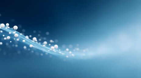 蓝色背景中的流动光带与白点