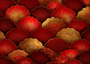 朱金扇叶国潮装饰纹样图鉴