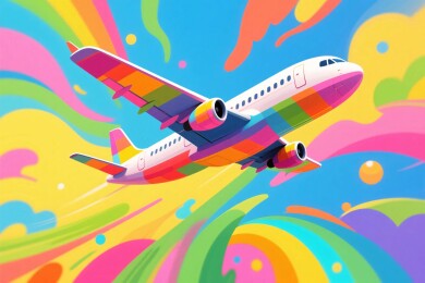 彩色卡通飞机插画