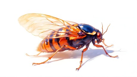 橙黑相间蝉虫特写