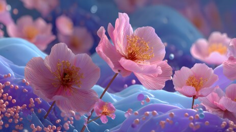 梦幻花海盛放柔美光晕清新意境