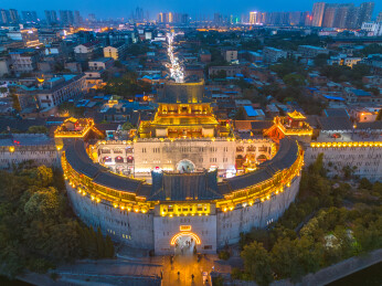 河南洛阳丽景门景区夜景航拍