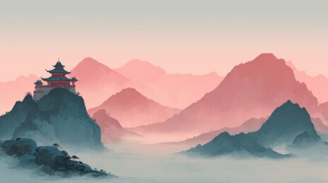 水墨山水建筑风景