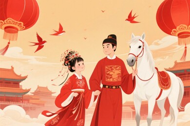 中式婚礼插画场景