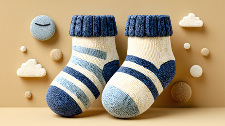 儿童条纹袜子的可爱展示