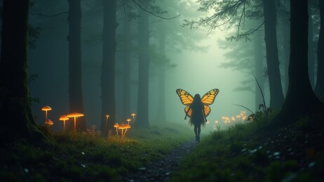 森林仙子暖菇光影图