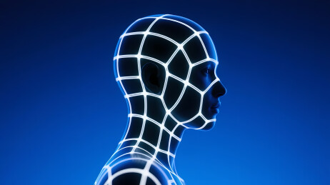 蓝色背景侧脸轮廓