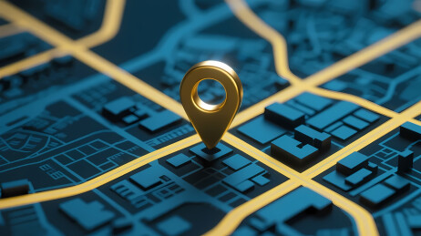 金色定位针地图标记