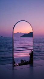 镜框海景日落装饰场景