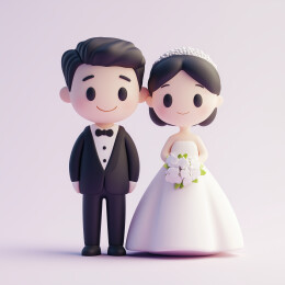 卡通新婚夫妇形象