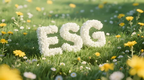 白色花朵拼成ESG标识