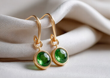 一对精美的绿宝石祖母绿耳坠
