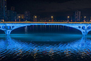 重庆合川涪江一桥夜景航拍