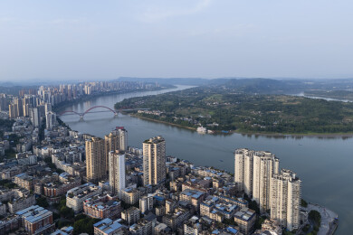 重庆合川嘉陵江城市风光航拍