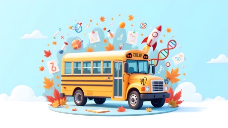 黄色校车与教育元素