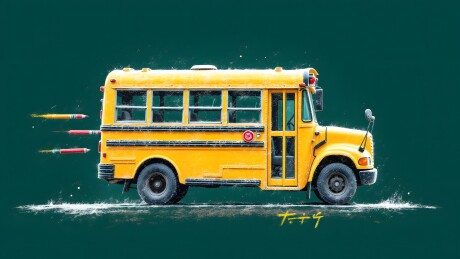 黄色校车创意插画