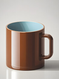 深棕带把杯简约质感插画