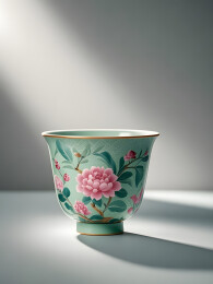 彩釉花杯精美工艺展示