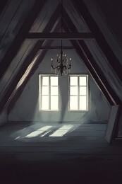 阁楼木梁下的复古吊灯