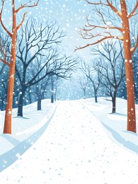 暴雪中的积雪压弯树木