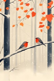 雪中枫林的冬日静谧