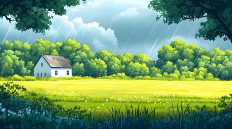 细雨滋润下翠绿西兰花