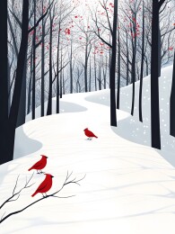 雪中枫林的冬日静谧