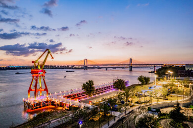 夏日芜湖滨江日落晚霞风光