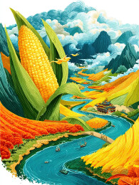 玉米农产品背景插画