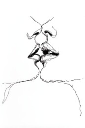 亲吻场景素描画