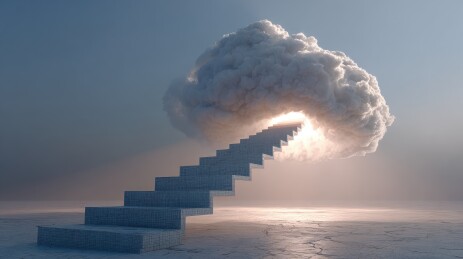 通往云端的阶梯象征未知旅程