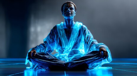 科技感数字人打坐冥想