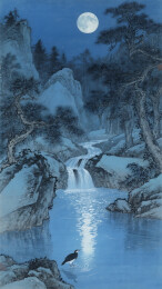 中秋节夜景山水图