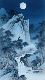 中秋节夜景山水图