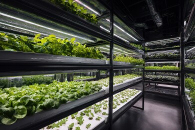 垂直农场的绿色植物栽培环境