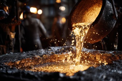 熔炉浇铸钢铁的辉煌工艺瞬间