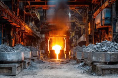 钢铁厂熔炉的炽热作业场景