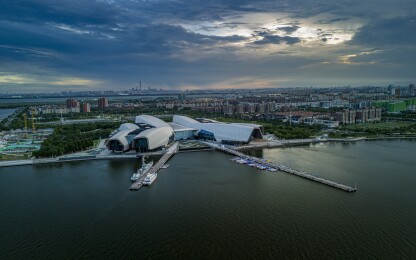 天津市滨海新区生态城国家海洋博物馆航拍
