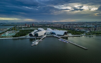 天津市滨海新区生态城国家海洋博物馆航拍