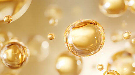 金色液体滴珠和泡泡