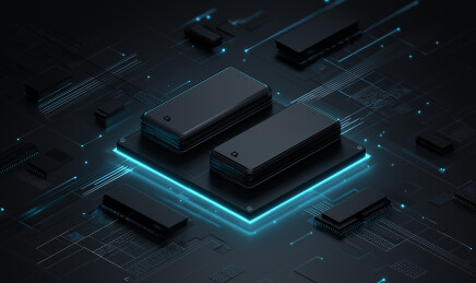 深色背景下发光电路元件科技场景图