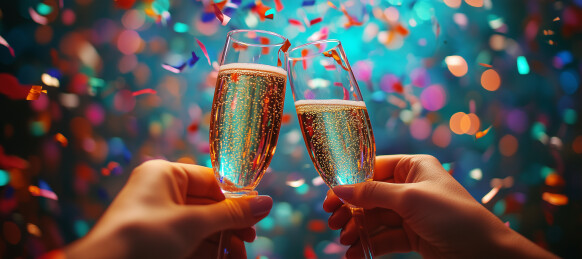 举杯庆祝的两只手特写