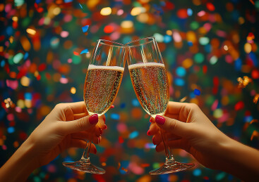 举杯庆祝的两只手特写