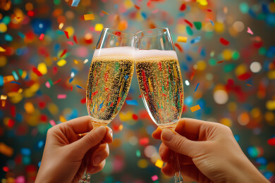 举杯庆祝的两只手特写