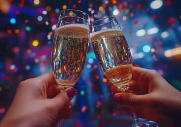 举杯庆祝的两只手特写