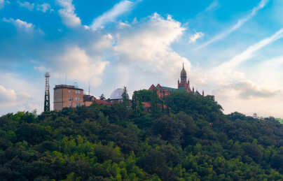 上海市西佘山建筑风光航拍