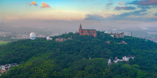 上海市西佘山建筑风光航拍