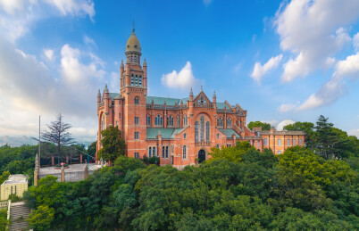 上海市西佘山建筑风光航拍