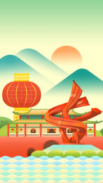 广东东莞城市地标建筑迎恩门黄旗岭顶挂灯笼